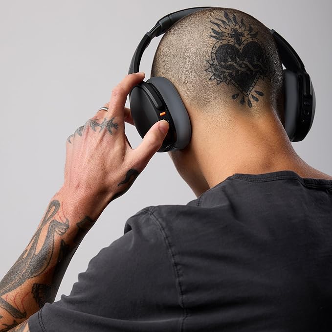 Skullcandy Crusher Evo Wireless Bluetooth Headphones with Multi-Sensory Bass, Noise Isolating Over-Ear Fit, Up to 40 Hours Battery, Microphone for iPhone Android - Asphalt