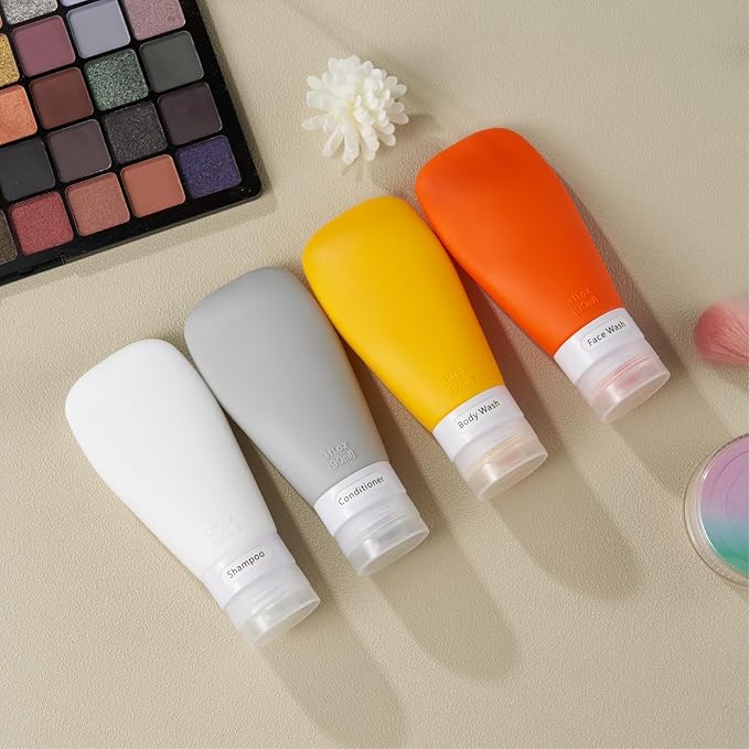 INSFIT Portable Travel Bottles, TSA Approved Leak Proof Containers for Toiletries, BPA Free Refillable Accessories for Shampoo, Body Wash, Liquids (4 Pack)