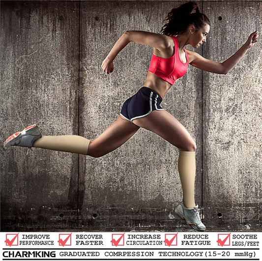 CHARMKING Compression Socks for Women and Men Circulation 4 Pairs 15-20 mmHg Best Support for Athletic Running Cycling