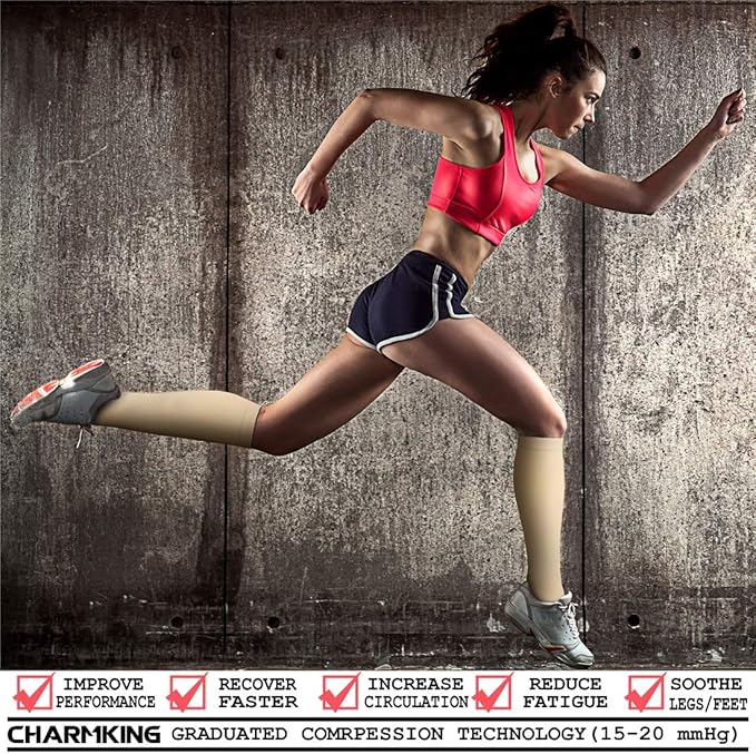 CHARMKING Compression Socks for Women and Men Circulation 4 Pairs 15-20 mmHg Best Support for Athletic Running Cycling
