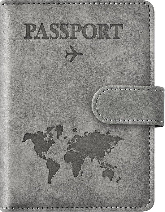 Eoehro Passport Holder for Travel Essentials, Passport Wallet Cover Case for Travel Must Haves Accessories,Passport Book Holders for Women and Men(gray)