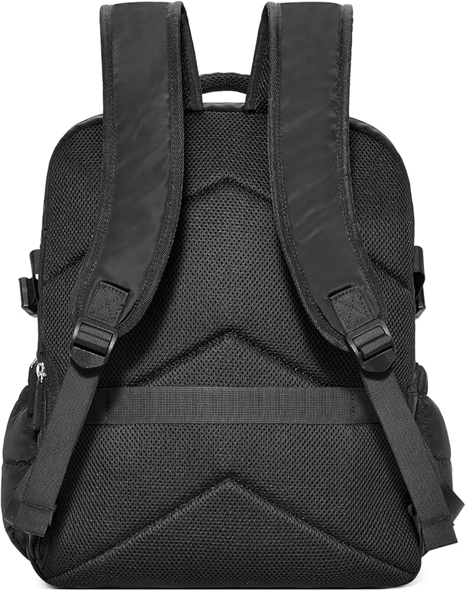 CLUCI Wrinkle-Resistant Laptop Backpack for Women, 17.3 Inch Anti Theft Travel Backpack, Puffer Quilted Work Backpack, Water Resistant College Bookbag with RFID