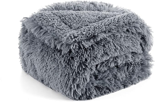 Bedsure Waterproof Dog Blankets for Small Dogs - Cat Blanket for Couch Protector Washable Long Faux Fur, Calming Soft Reversible Throw Furniture Protection for Puppy Pet, 25"x35", Grey