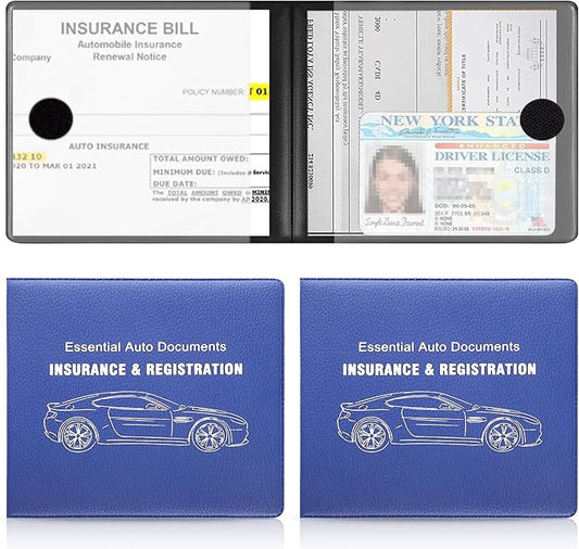UYYE Car Registration and Insurance Card Holder, Vehicle Glove Box Car Organizer, Interior Car Accessories for Documents, Cards, License - 2 Pack