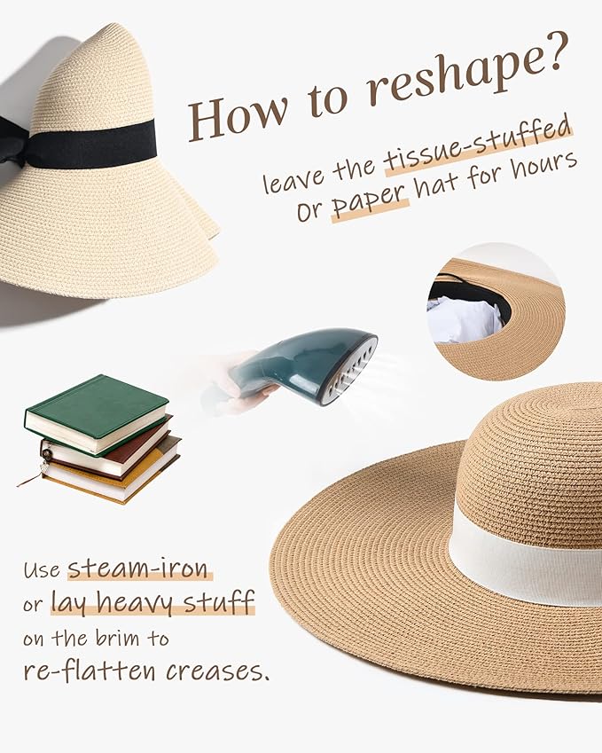 FURTALK Womens Sun Straw Hat Wide Brim UPF 80 Summer Hat Foldable Packable Floppy Beach Hats for Women