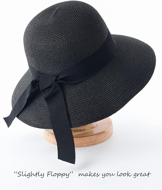 FURTALK Womens Beach Sun Straw Hat UV UPF 80+ Travel Foldable Brim Summer UV Hat