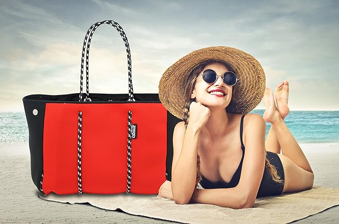 QOGiR Neoprene Multipurpose Beach Bag Tote with Inner Zipper Pocket … … … …