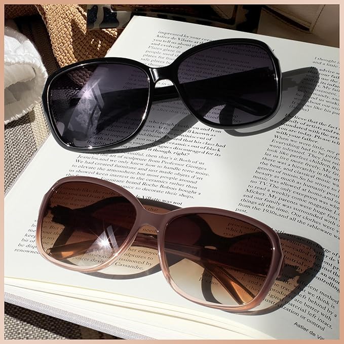 Madison Avenue 2 Pack Classic Vintage Sunglasses for Women Men,Fashion Sun Shades Glasses with UV400 Protection
