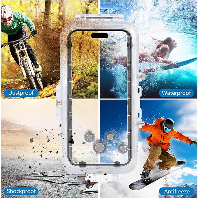 PULUZ Diving Waterproof Phone Case, Underwater Snorkeling Diving Case for iPhone 16 Pro Max, [130ft/40m] Professional Scuba Dive Waterproof Cover Photo Video Taking Housing