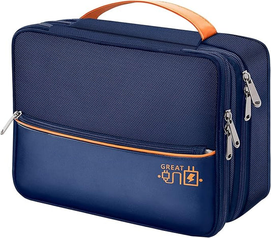 Electronics Travel Organizer, Double Layer Cable Organizer Bag Waterproof Electronics Accessories Storage Bag for Charger, Phone, Power Bank, Hard Drive, Cord, Tablet