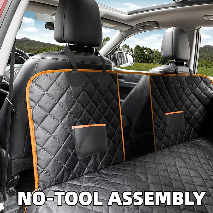 Dog Car Seat Cover for Back Seat, Sturdy Backseat Extender for Dogs,New Scratch Resistant, Anti Slip Portable Dog Hammock,Suitable for Cars and SUVs,Car Travel Pet Bed,Hard Bottom (L)