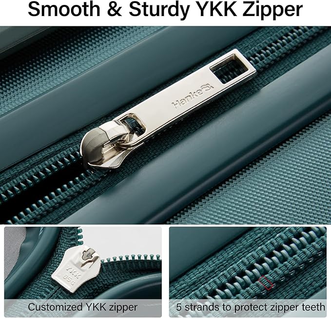 Hanke 24 Inch Checked Luggage with Spinner Wheels Hard Shell Suitcases Lightweight Travel TSA Luggage for Women Men Medium Suitcase(Blackish Green)