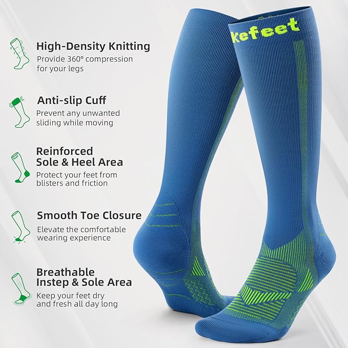 Wakefeet Compression Socks for Women Men 3 Pairs, Compression Stockings, Fragrance Flight Socks for Travelling Sitting