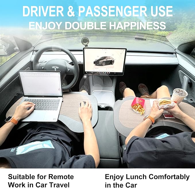 Smasener for Tesla Model 3 Model Y Car Laptop Table, Car Dining Table Tray, Foldable Large Size Multipurpose Tesla Car Tray, Tesla Accessories