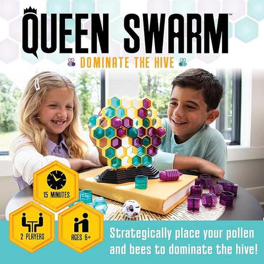 MindWare Queen Swarm - Strategic Hive Domination Game for Kids & Families, Dice-Rolling Area Control Board Game, Ages 6+, 2 Players