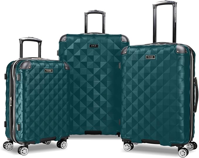 Kenneth Cole REACTION Diamond Tower Luggage Collection Lightweight Hardside Expandable 8-Wheel, Deep Teal, 3-Piece Set (20", 24", & 28")