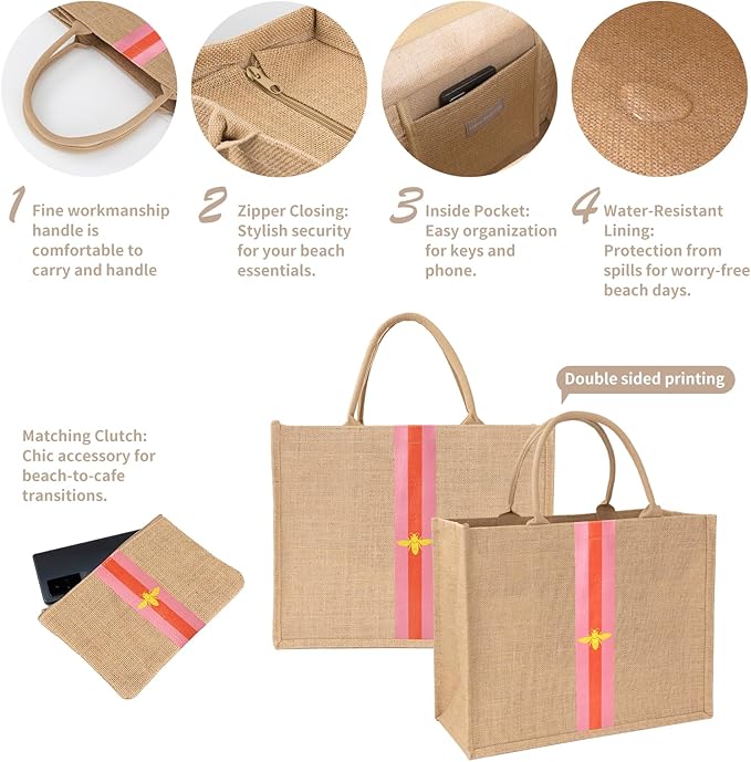 Large Beach Bag Jute Woven Tote