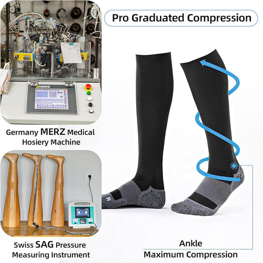 Medical Compression Socks 20-30 mmHg for Men Women (3 Pairs) - Best Support for All Day Wear, Pain Relief, Circulation