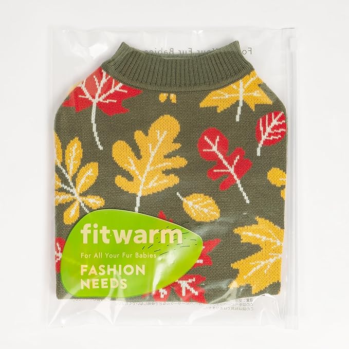 Fitwarm Maple Dog Sweater, Thermal Dog Winter Clothes for Small Dogs Boy Girl, Fall Pet Outfit, Red, Yellow, White, Olive Green, Medium