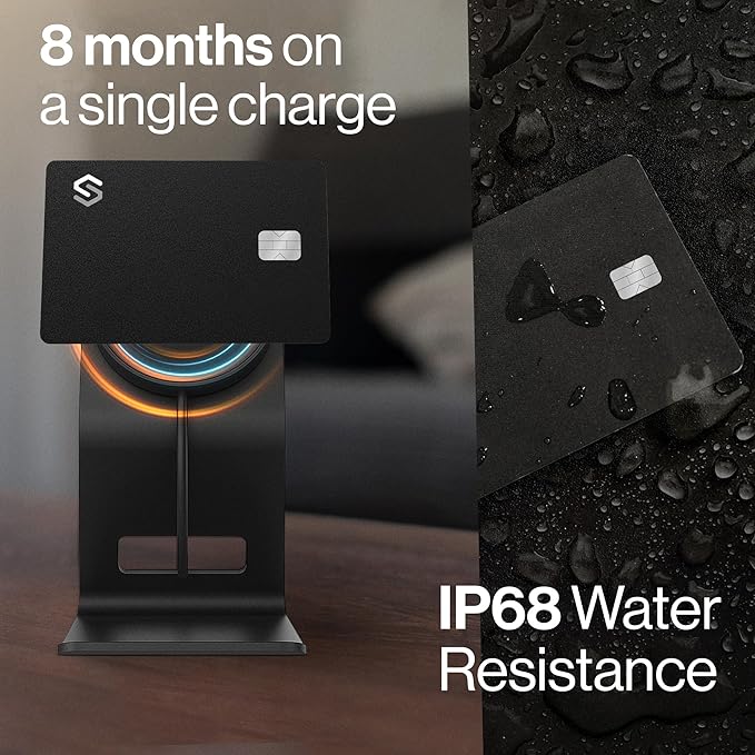 SPOTMINDERS Apple MFi Certified Credit Card Wallet Tracker PRO 4-Pack (iOS Only) Works with Apple Find My Rechargeable Tracking Card for Wallet IP68 0.07in Slim iPhone Item Finder for Luggage or Purse