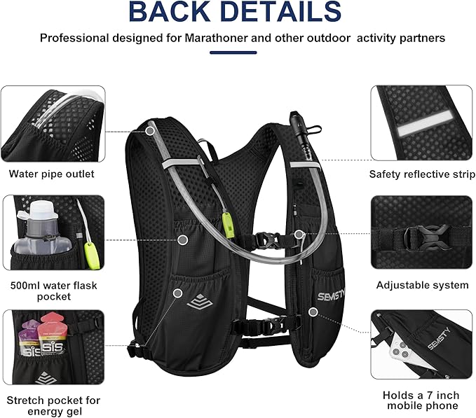 Running Hydration Vest 5L,Running Vest Pack with 1.5L Water Bladder,Lightweight Water Backpack for Hiking Running Cycling