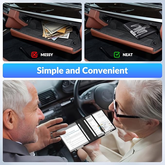 Car Registration and Insurance Card Holder，Vehicle Glove Box Car Organizer，Accessories Case for Storing Driving Licences, Cards, Documents
