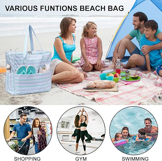 Bluboon Waterproof Beach Tote Pool Bags for Women Ladies Extra Large Carry On Bag With Wet Compartment for Weekender Travel