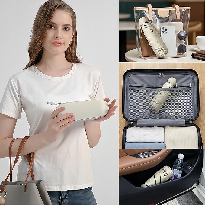 BAODINI Travel Essentials Mini Umbrella for Purse With Case Small Compact UV Sun Protection Lightweight Tiny Pocket Manual Open Close Umbrella for Women Kids and Men Fit Purse Backpack