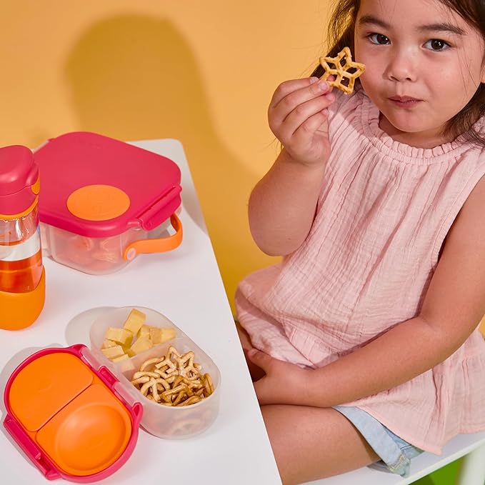b.box Snack Box - Leakproof Mini Bento Box for Kids & Toddlers, 2 Compartment Snack Containers for Kids, Lunch Containers, Dishwasher Safe, BPA Free, PFAS Free, Ages 4m+, 1 3/4 Cup - Blue Slate