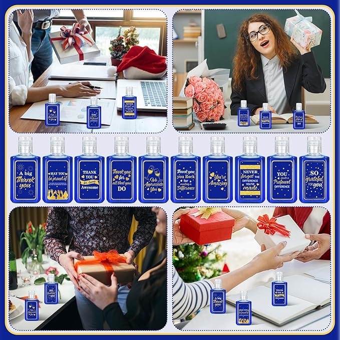 50 Pcs Thank You Mini Hand Sanitizer Bulk Employee Appreciation Gift Inspirational Small Hand Sanitizer 1fl oz Travel Size Hand Soap for Team Coworker Friends Teacher Christmas Valentine (Navy Blue)