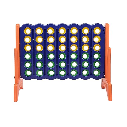 Amazon Basics Junior BPA-Free 4-to-Score Giant Premium Plastic Games Set, 4 in A Row for Kids and Adults with Carrying Bag, Great For Gifting, Variety of Colors, Blue, Yellow, Red, Green, Large