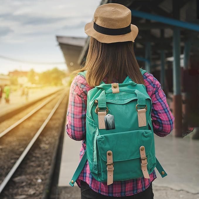 Watercolor Misty Forest PU Leather Luggage Tags for Suitcase, Travel Cruise 3 Pack with Privacy Flap, Name ID Label and Metal Loop for Women Men Girls Baggage Bag Backpack