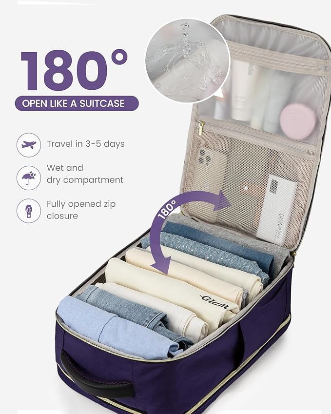 LOVEVOOK 50L Travel Backpack for Women & Men - 18 Inch Carry On Backpack & Personal Item Backpack for Airlines, Spacious and Durable Design, with 3 Packing Cubes