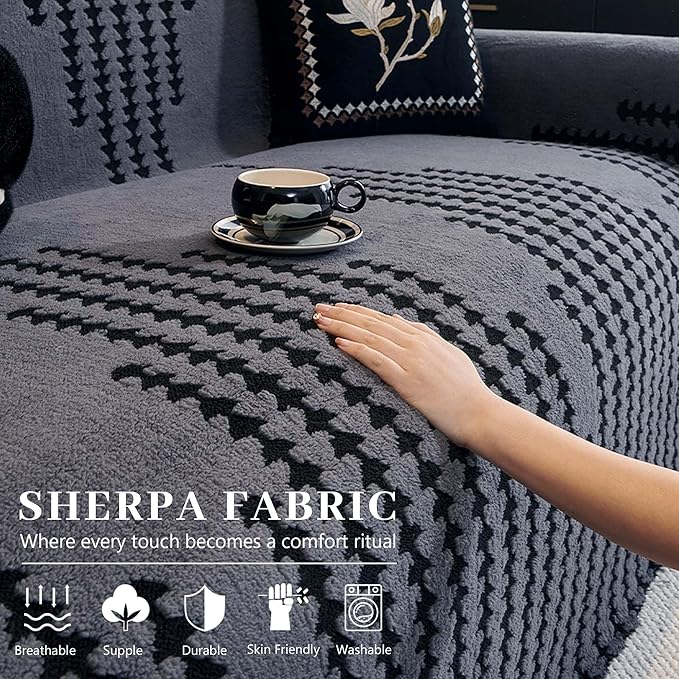 Non Slip Couch Covers for Cushion Couch Sofa, Pet Friendly Sofa Covers Washable, Heavy Duty Scratch Resistant Furniture Cover for Dogs, 71" x 91", Gray