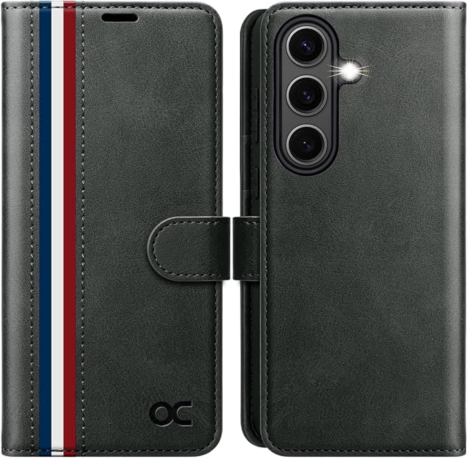 OCASE Compatible with Galaxy S25 Plus Wallet Case, PU Leather Flip Folio Case with Card Holders RFID Blocking Kickstand [Shockproof TPU Inner Shell] Protective Phone Cover 6.7 Inch 2025, Spliced Gray