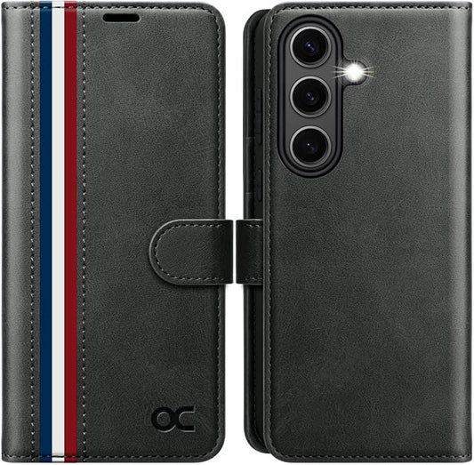 OCASE Compatible with Galaxy S25 Plus Wallet Case, PU Leather Flip Folio Case with Card Holders RFID Blocking Kickstand [Shockproof TPU Inner Shell] Protective Phone Cover 6.7 Inch 2025, Spliced Gray