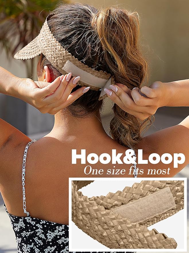 Straw Sun Visors & Hats for Women - Packable Beach Hats, Handmade, Sun Protection