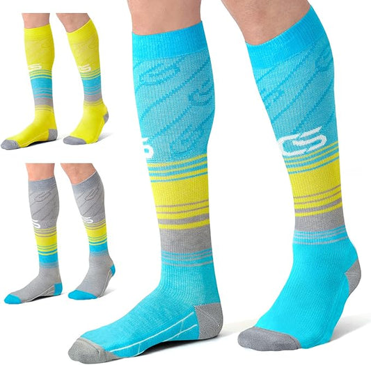 CS CELERSPORT 3 Pairs Compression Socks for Men and Women 20-30mmHg Running Athletic Support Socks