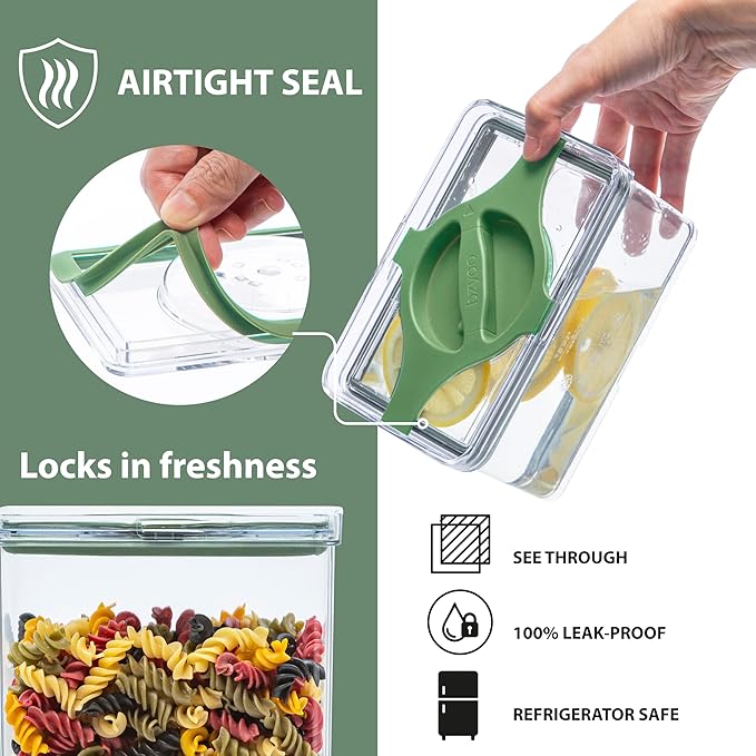 Prestoor 5-Pack SAN Pantry Storage Container Set, Leakproof Twist-Lock Lids, BPA-Free Stackable Canisters for Sugar, Flour, Pasta, Cereal & Snacks (0.8qt, 1.9qt ×2, 3qt, 4qt)