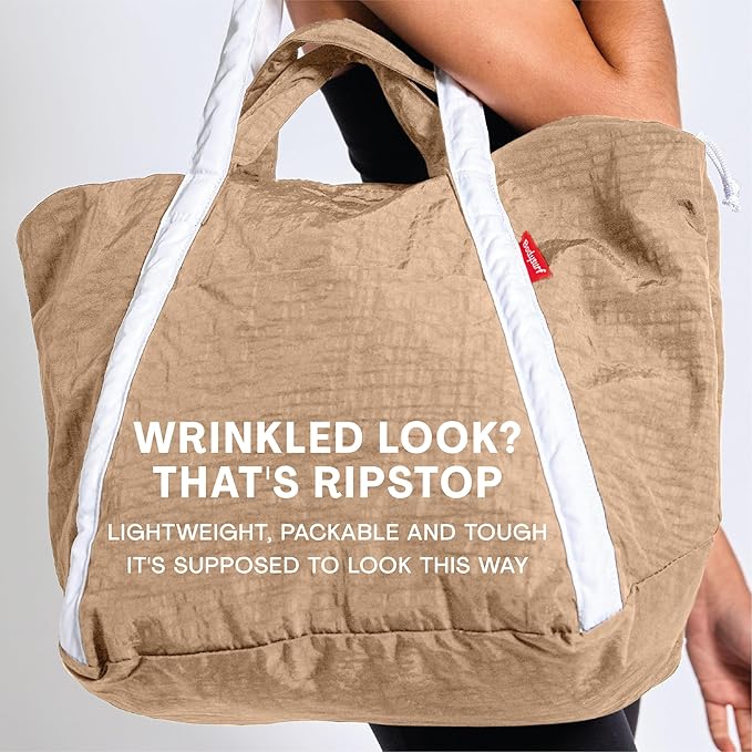 Bodysurf Beach Bags Waterproof Sandproof - Packable Foldable Nylon Zipper Tote Bag for Travel Lightweight, Pool, Boat, Cruise