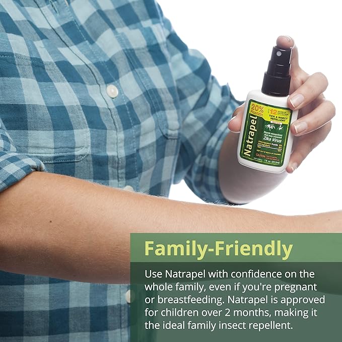 Natrapel Tick & Insect Repellent - Bug Spray with 20% Picaridin - Family Protection Against Mosquitoes, Ticks & More - Up to 12 Hours of Protection - 1 oz (4 Pack)