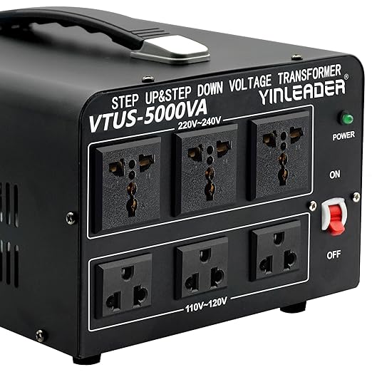 Yinleader 5000W Voltage Converter Transformer Step Up 110V-120V to220V-240V or Step Down 220V to 110V AC Power Converter w/US Standard Power Cord,Circuit Breaker Protection