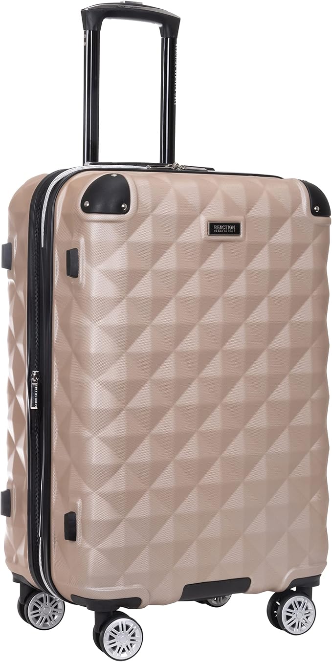 Kenneth Cole REACTION Diamond Tower Collection Lightweight Hardside Expandable 8-Wheel Spinner Travel Luggage, Rose Champagne, 24-Inch Checked