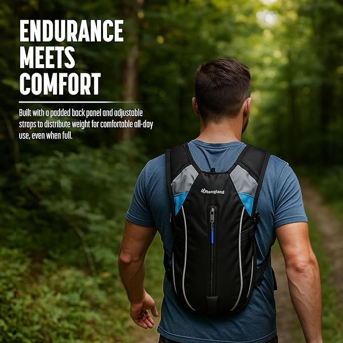 Hiking Backpack with XL Water Bladder (4L, 135oz) Wide-Mouth Hydration Bag with Leakproof Bite-Valve, Easy-Fill Ice Opening, Ergonomic Padded Comfort (Extra Large 1+ Gallon Capacity)