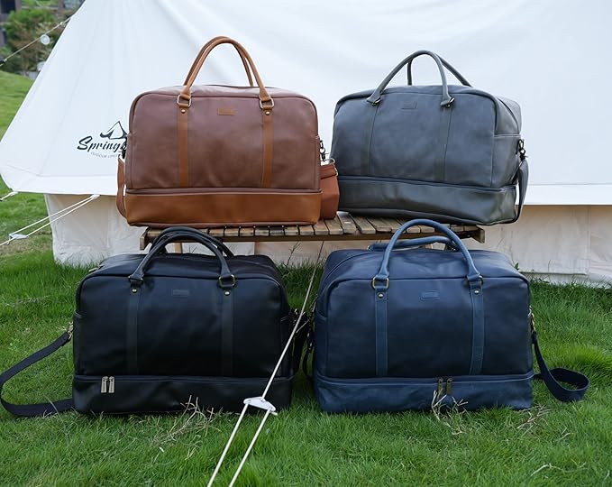 Baosha Vegan Leather Large Travel Duffel Tote Bag Carry On Weekender Overnight Bag With Shoe Compartment HB-38