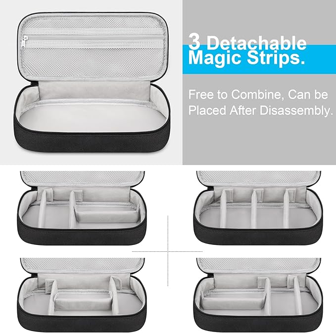 Lacdo Electronic Organizer Travel Cable Organizer Bag Pouch Tech Electronic Accessories Carry Case Portable Double Layers Charger Case for Cable, Cords, Charger, Earphone, Power Bank, Black