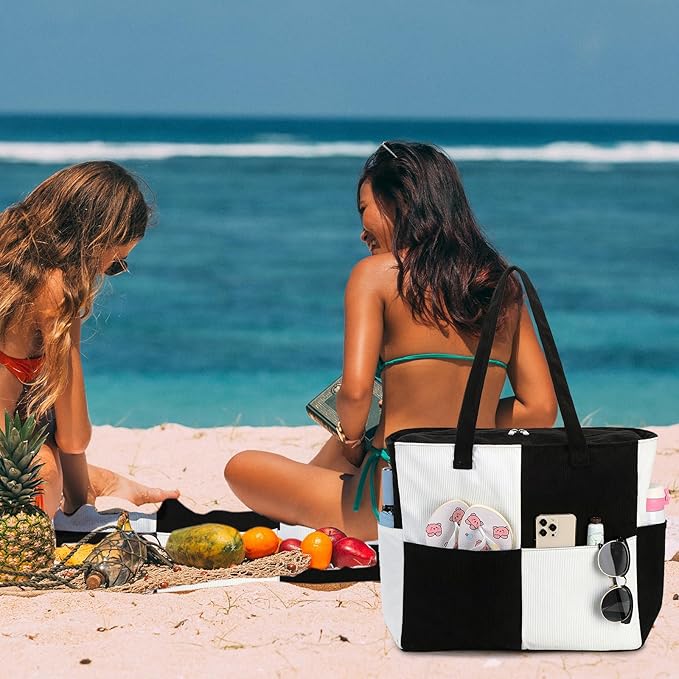 Bluboon Waterproof Beach Tote Pool Bags for Women Ladies Extra Large Carry On Bag With Wet Compartment for Weekender Travel