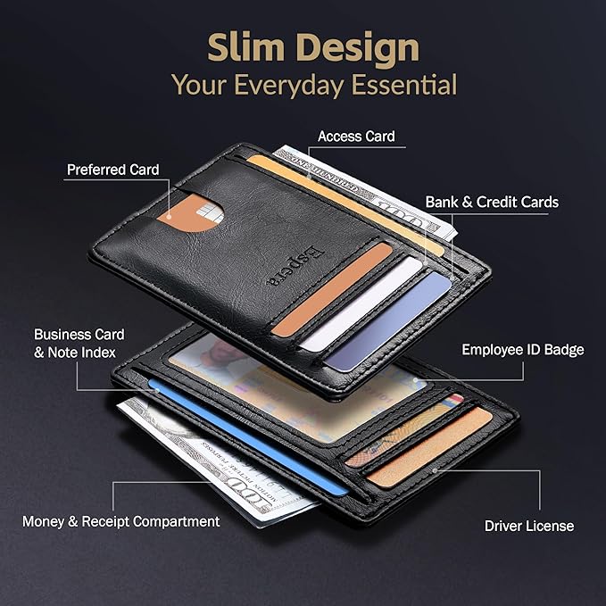 Espera Slim Minimalist Wallet for Men and Women, RFID Blocking Credit Card Holder, Thin Front Pocket Travel ID Case, Gifts for Men