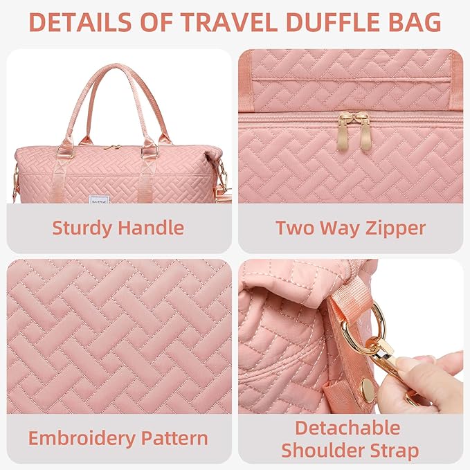 Duffle Bag for Travel, Weekender Bag with Shoe Compartment, Carry On Overnight Bag for Women with Toiletry Bag, Gym Bag with Wet Pocket, Hospital Bags for Labor and Delivery Beige