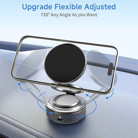 QUICTIGRY Vacuum Magnetic Car Phone Holder - 360° Rotation & 540° Adjustment, Universal Fit for All Vehicles & Smartphones, Anti-Slip Shockproof Design with Auto-Reinforcement Smart Suction